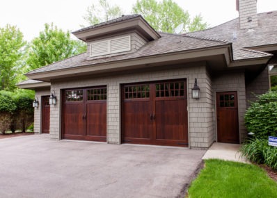 Matched custom garage and service doors