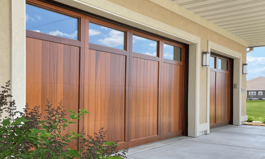 Wood Garage door with windows